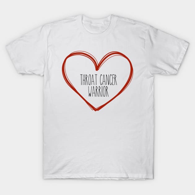 Throat Cancer Warrior Heart Support T-Shirt by MerchAndrey